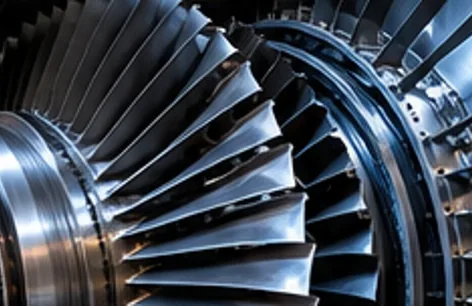 Illustrative close-up of industrial turbine components